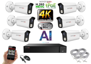 Monitorrs Security 4K IP 6 kamerový set 8 Mpix WTube (6378K6)